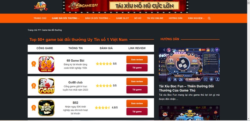 Game bài đổi thưởng mang đến những cái tên hot và review cụ thể