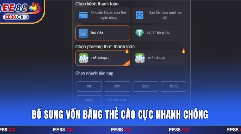 Nạp tiền EE88 – Các bước giao dịch nhanh chóng thần tốc